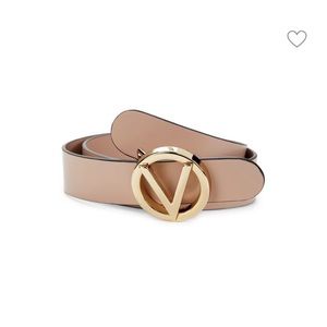 Mario Valentino Blush Logo Leather Belt XS
